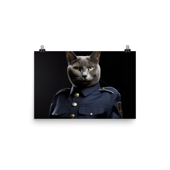 Russian Blue Security Officer Photo paper poster - PosterfyAI.com