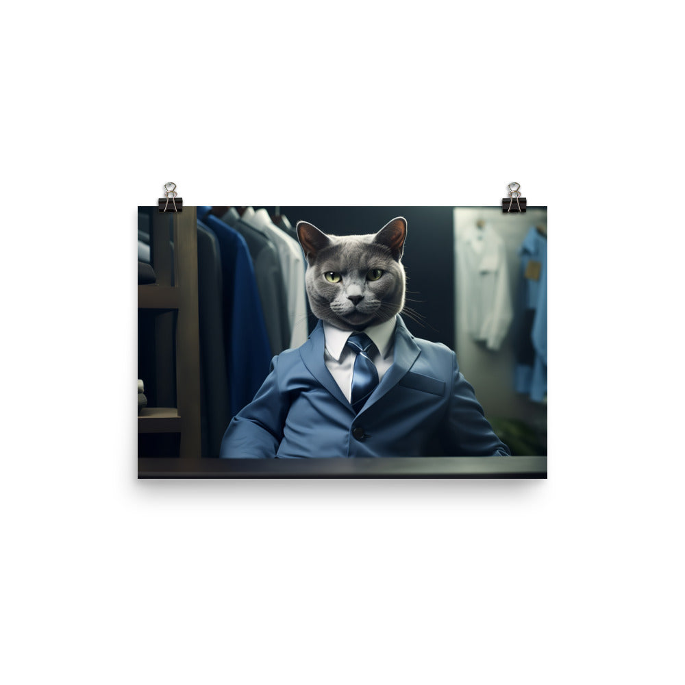 Russian Blue Sales Consultant Photo paper poster - PosterfyAI.com