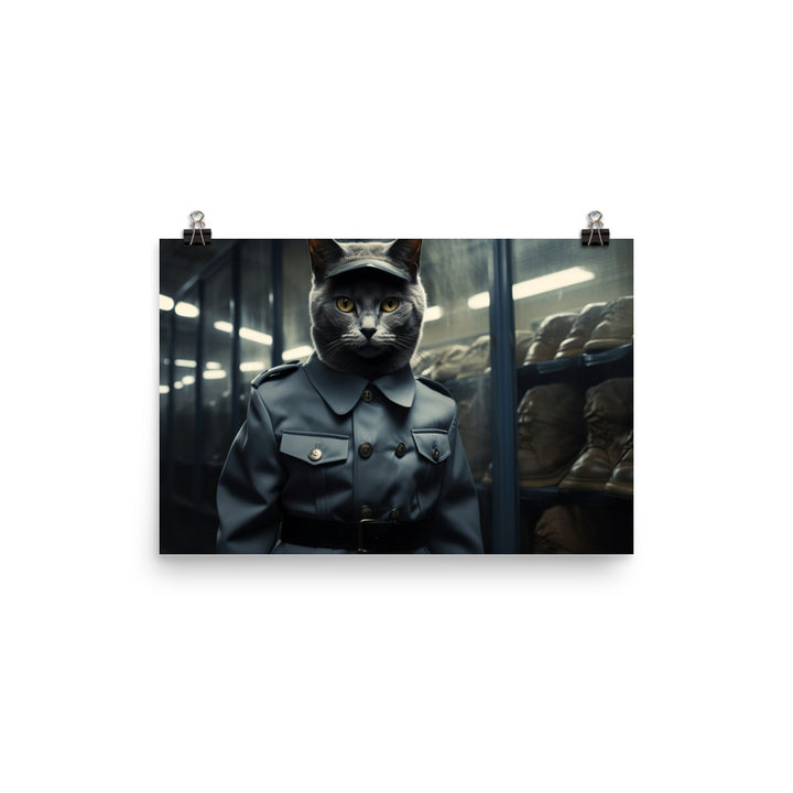 Russian Blue Prison Officer Photo paper poster - PosterfyAI.com