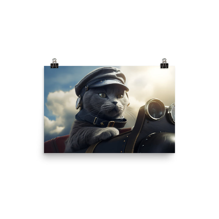 Russian Blue Pilot Photo paper poster - PosterfyAI.com