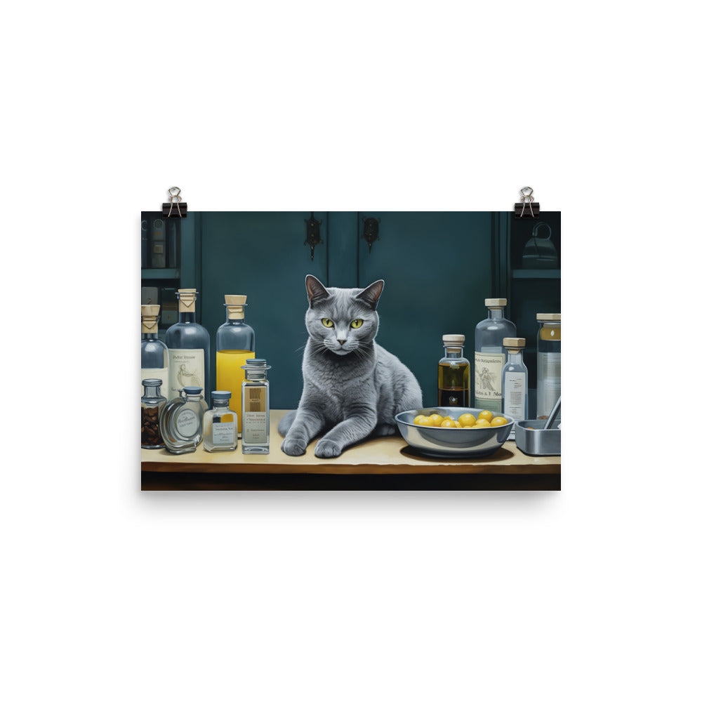 Russian Blue Pharmacist Photo paper poster - PosterfyAI.com