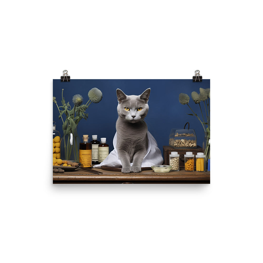 Russian Blue Pharmacist Photo paper poster - PosterfyAI.com