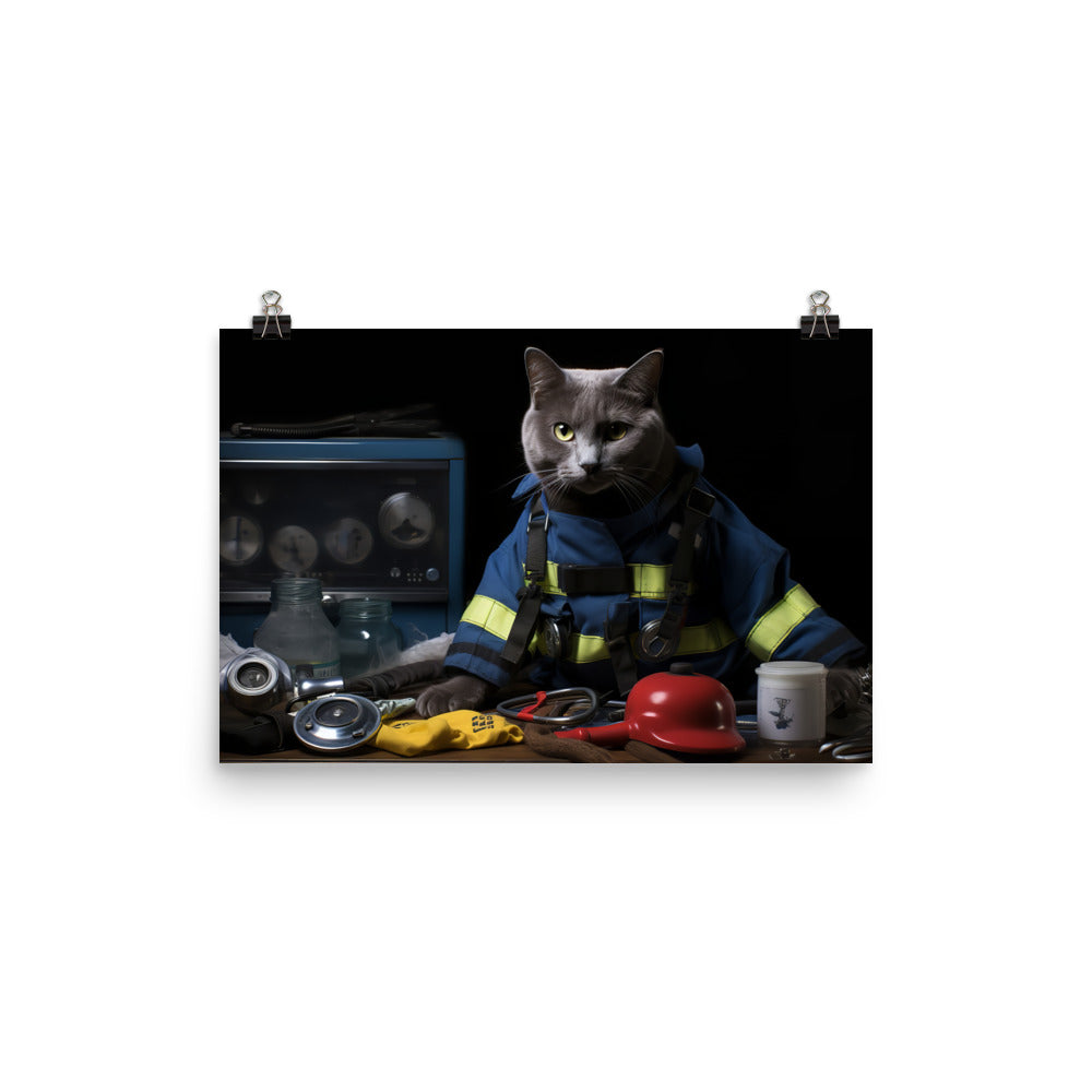 Russian Blue Paramedic Photo paper poster - PosterfyAI.com