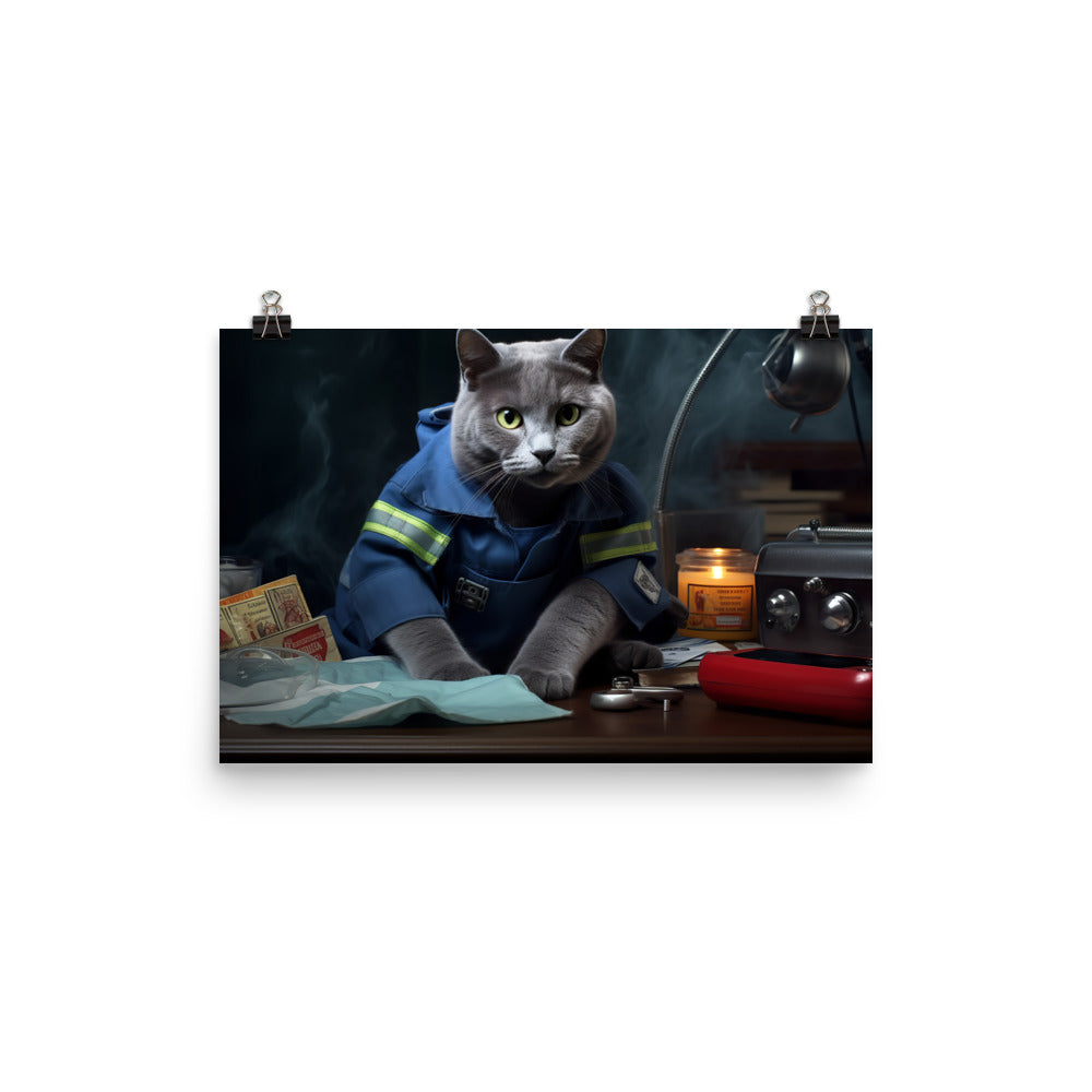 Russian Blue Paramedic Photo paper poster - PosterfyAI.com