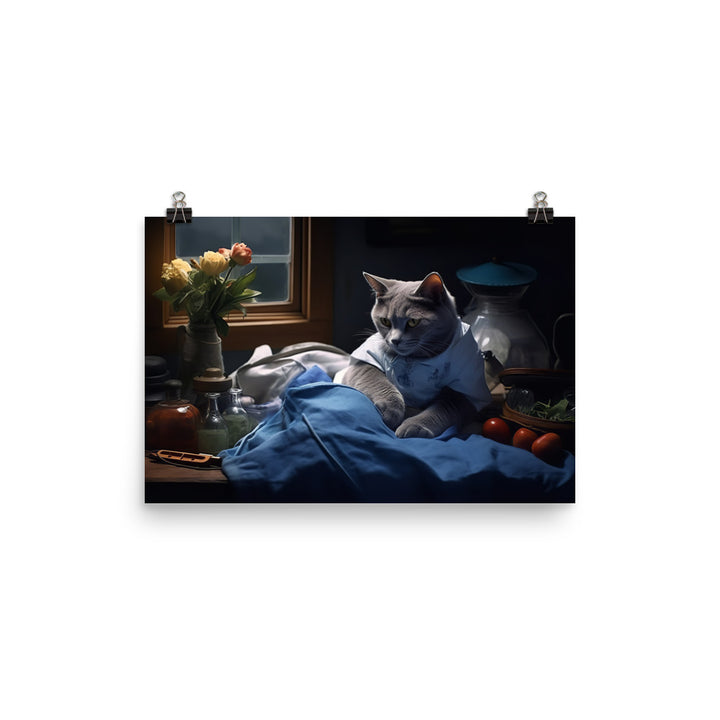 Russian Blue Nurse Photo paper poster - PosterfyAI.com