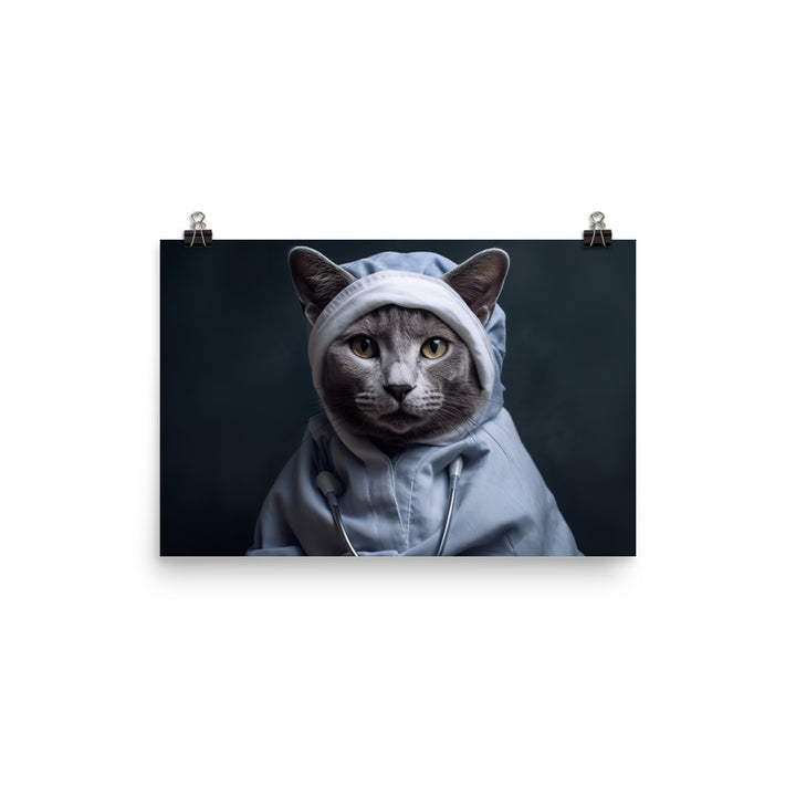 Russian Blue Nurse Photo paper poster - PosterfyAI.com