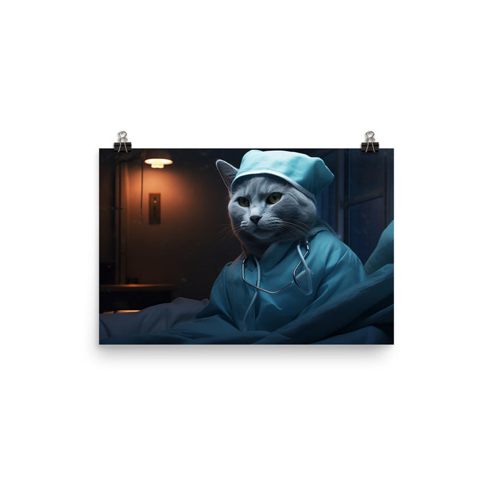 Russian Blue Nurse Photo paper poster - PosterfyAI.com