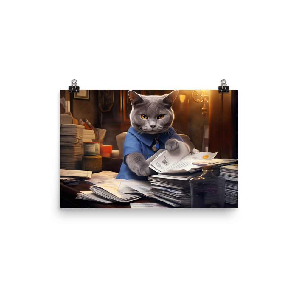 Russian Blue Mail Carrier Photo paper poster - PosterfyAI.com