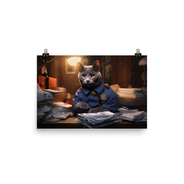 Russian Blue Mail Carrier Photo paper poster - PosterfyAI.com