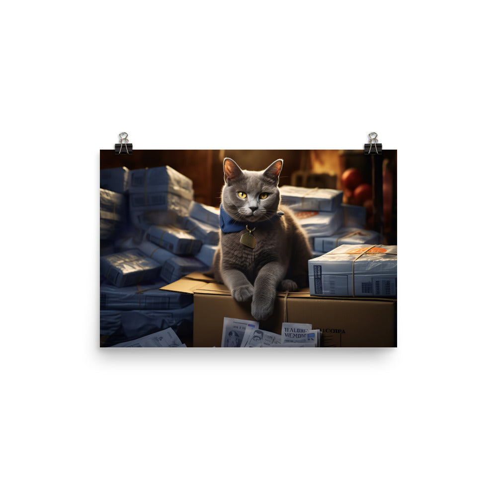 Russian Blue Mail Carrier Photo paper poster - PosterfyAI.com