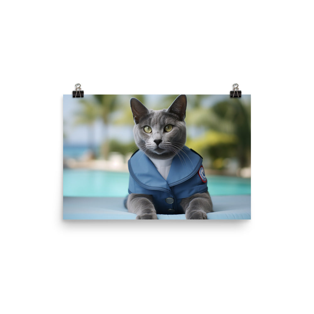 Russian Blue Lifeguard Photo paper poster - PosterfyAI.com