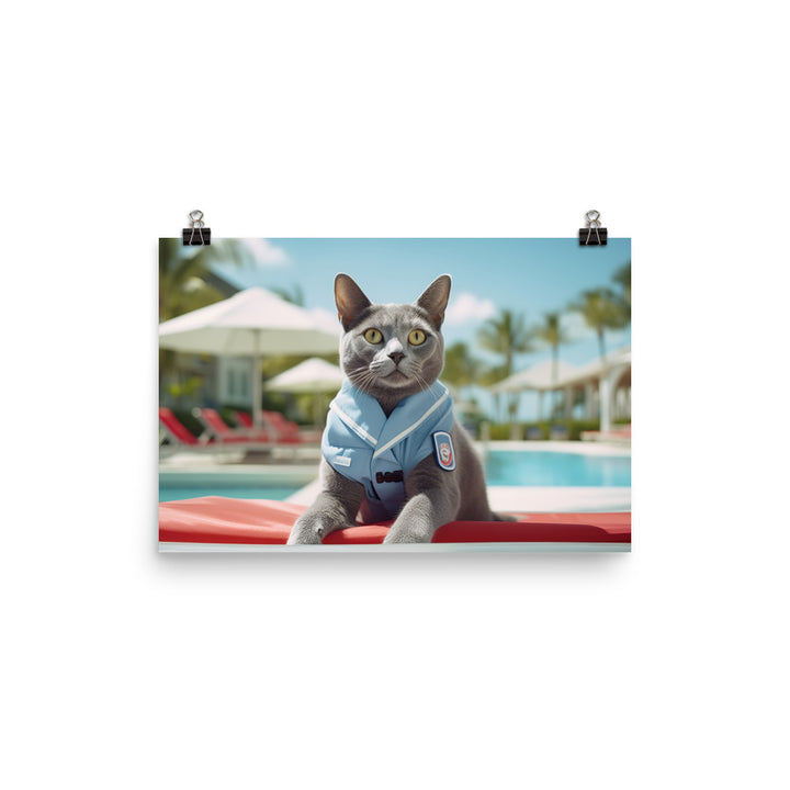 Russian Blue Lifeguard Photo paper poster - PosterfyAI.com