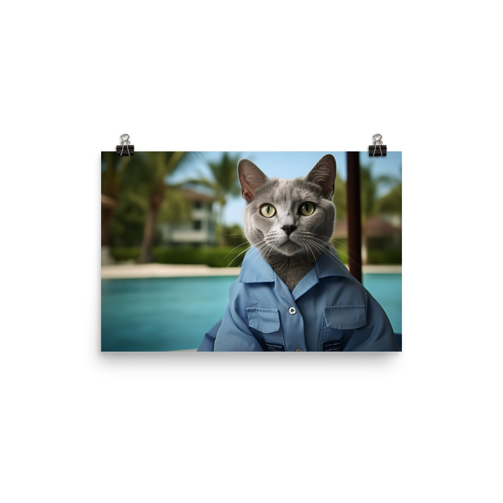 Russian Blue Lifeguard Photo paper poster - PosterfyAI.com