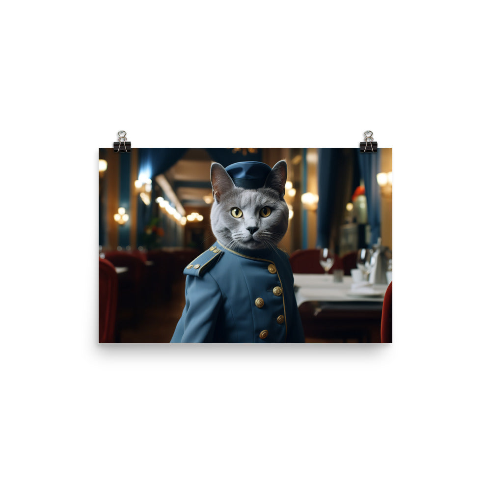 Russian Blue Hotel Staff Photo paper poster - PosterfyAI.com