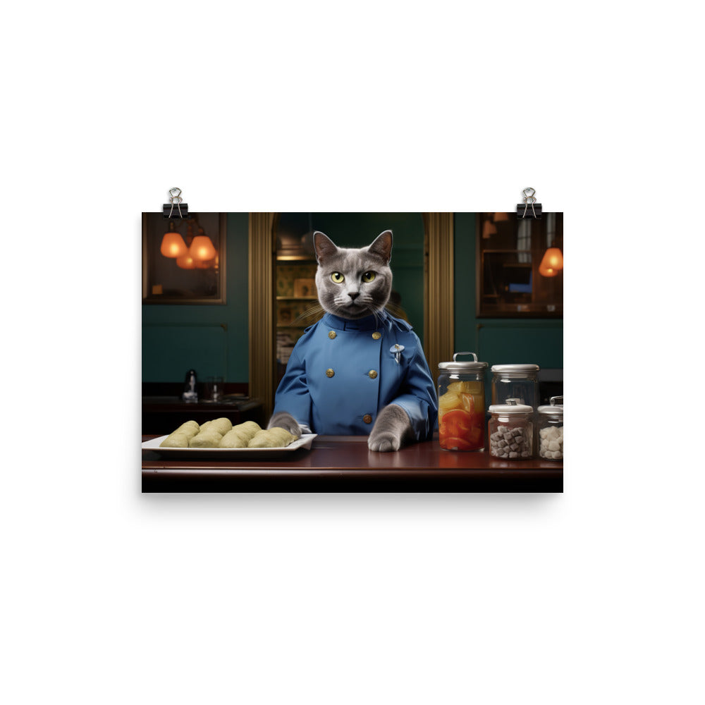 Russian Blue Fast Food Crew Photo paper poster - PosterfyAI.com