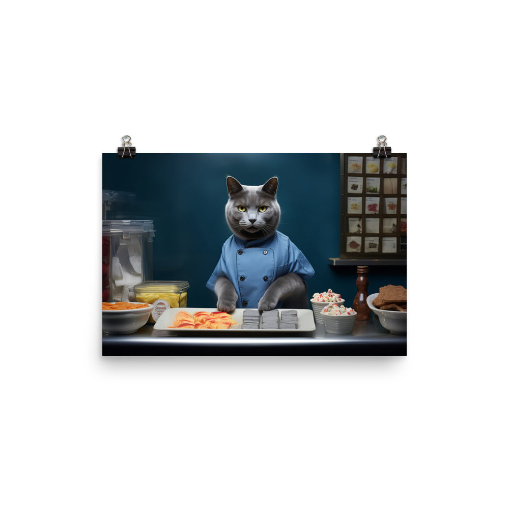 Russian Blue Fast Food Crew Photo paper poster - PosterfyAI.com