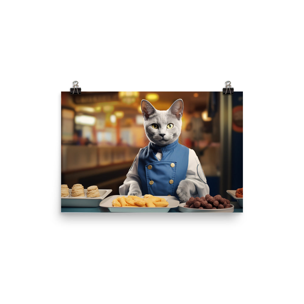 Russian Blue Fast Food Crew Photo paper poster - PosterfyAI.com