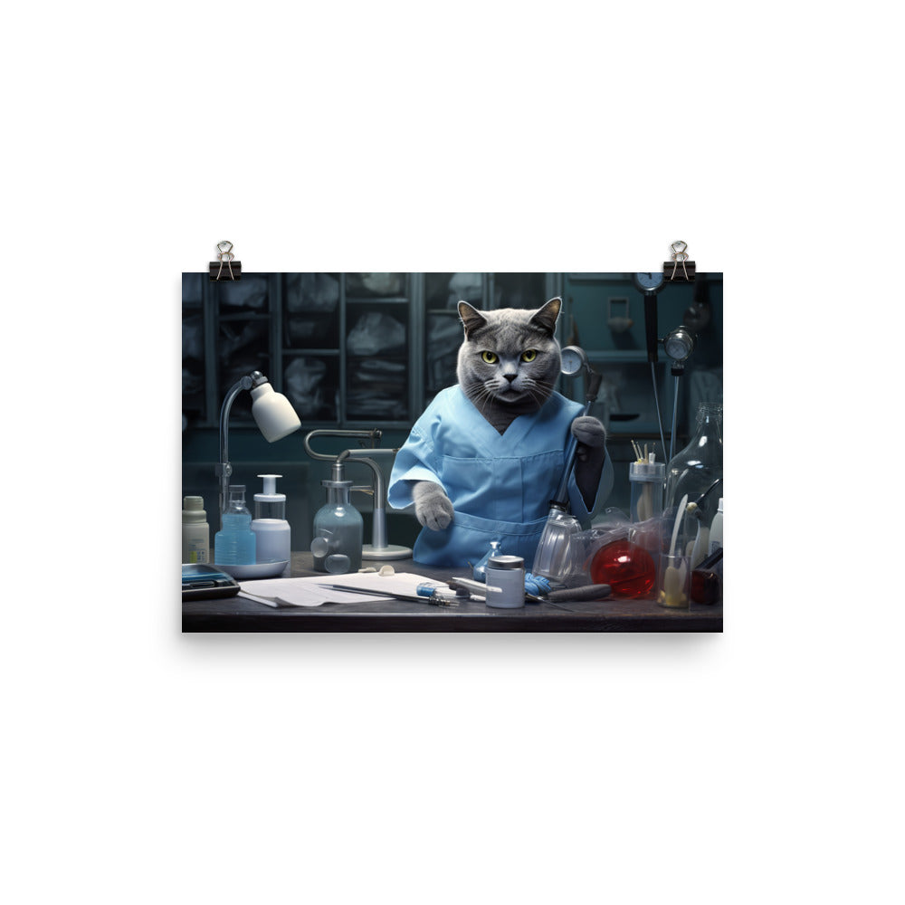 Russian Blue Doctor Photo paper poster - PosterfyAI.com