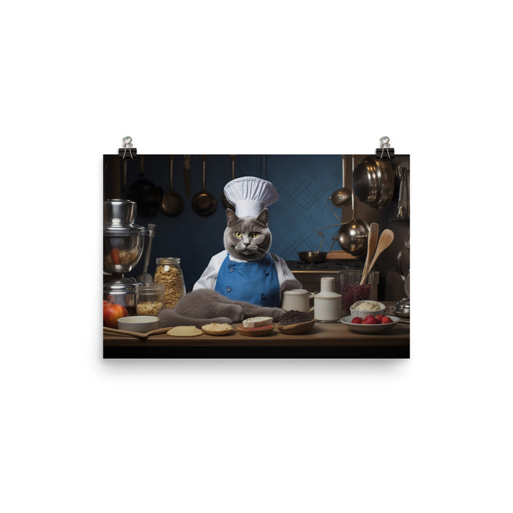 Russian Blue Chef Photo paper poster - PosterfyAI.com
