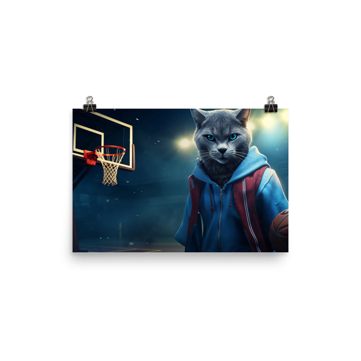 Russian Blue Basketball Photo paper poster - PosterfyAI.com