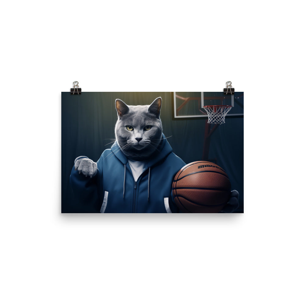 Russian Blue Basketball Photo paper poster - PosterfyAI.com
