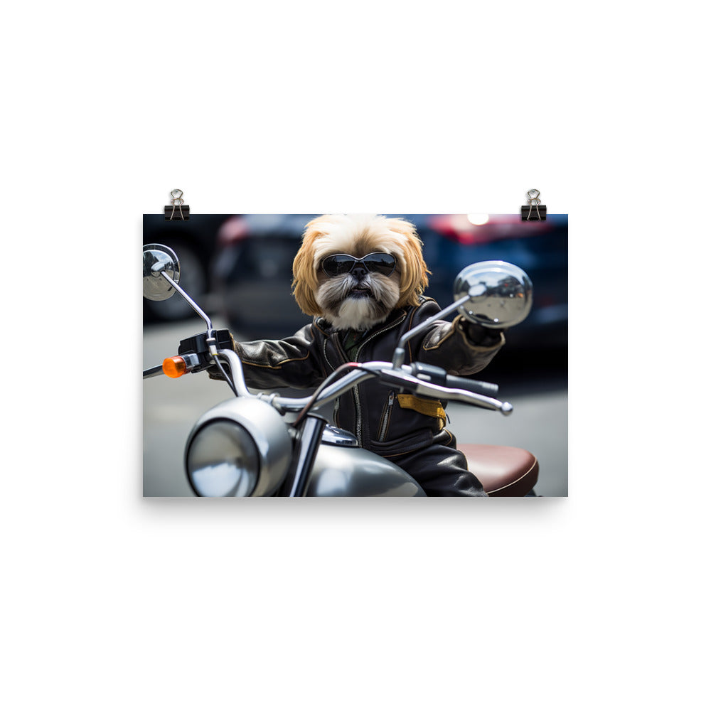 Lhasa Apso Superbike Athlete Photo paper poster - PosterfyAI.com