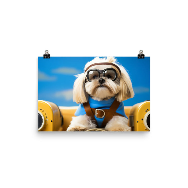 Lhasa Apso Pilot Officer Photo paper poster - PosterfyAI.com