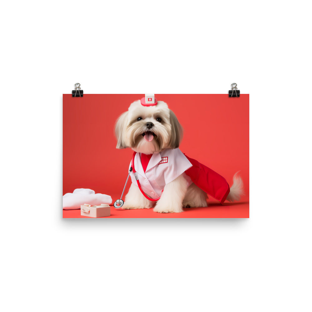 Lhasa Apso Nurse Photo paper poster - PosterfyAI.com