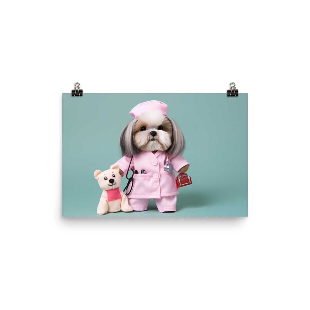 Lhasa Apso Nurse Photo paper poster - PosterfyAI.com