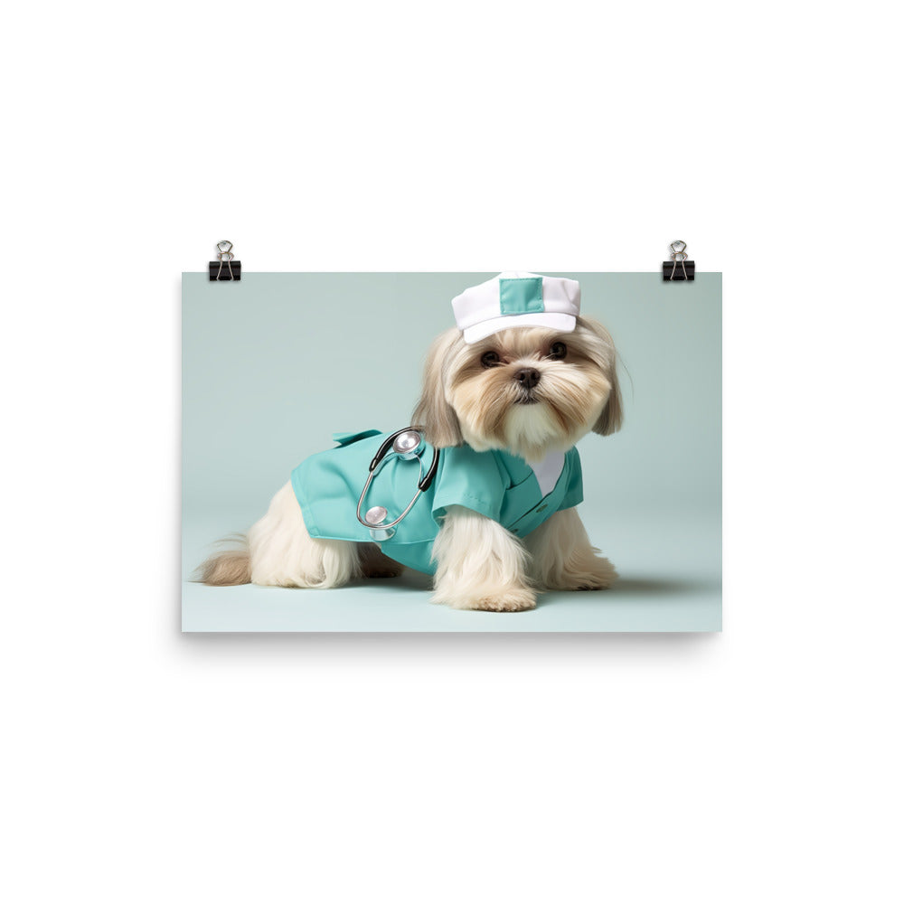 Lhasa Apso Nurse Photo paper poster - PosterfyAI.com