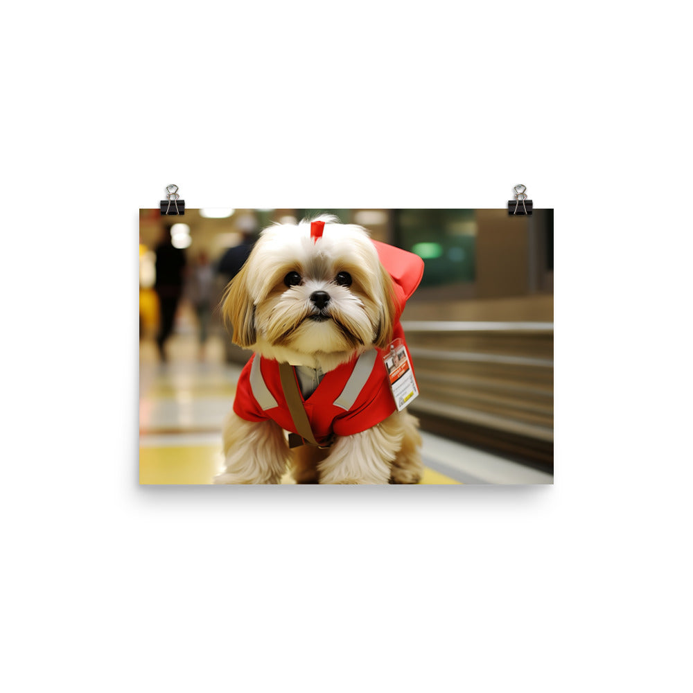 Lhasa Apso Mail Carrier Photo paper poster - PosterfyAI.com