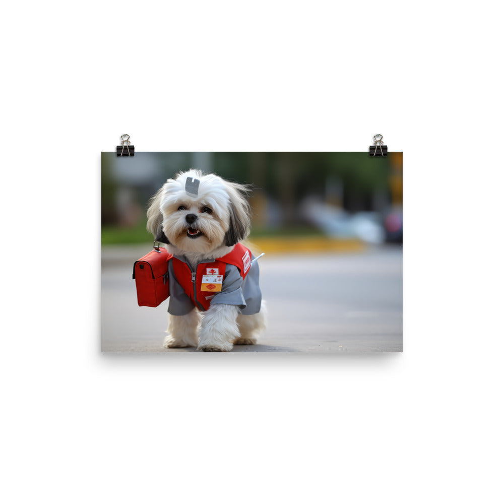 Lhasa Apso Mail Carrier Photo paper poster - PosterfyAI.com