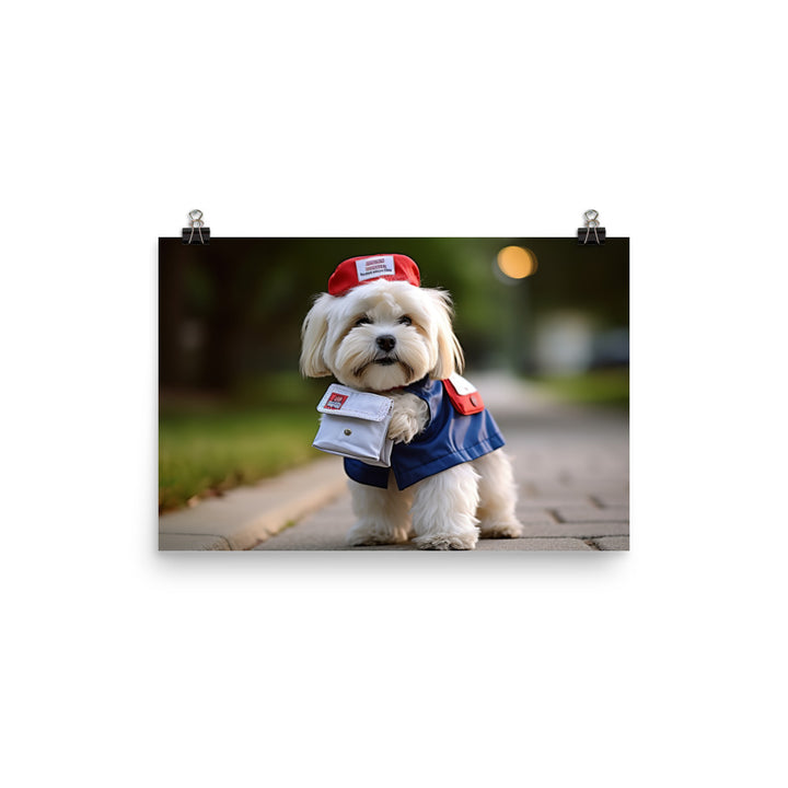 Lhasa Apso Mail Carrier Photo paper poster - PosterfyAI.com