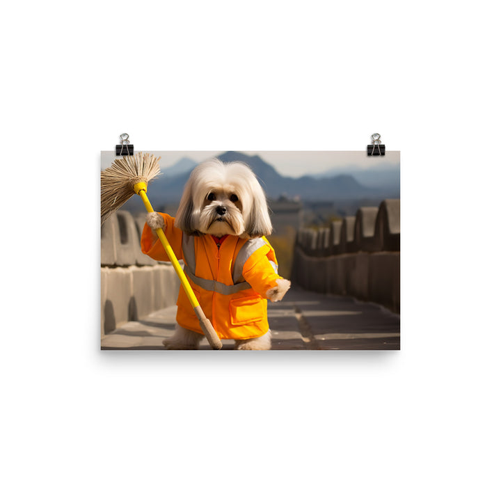 Lhasa Apso Janitor Photo paper poster - PosterfyAI.com