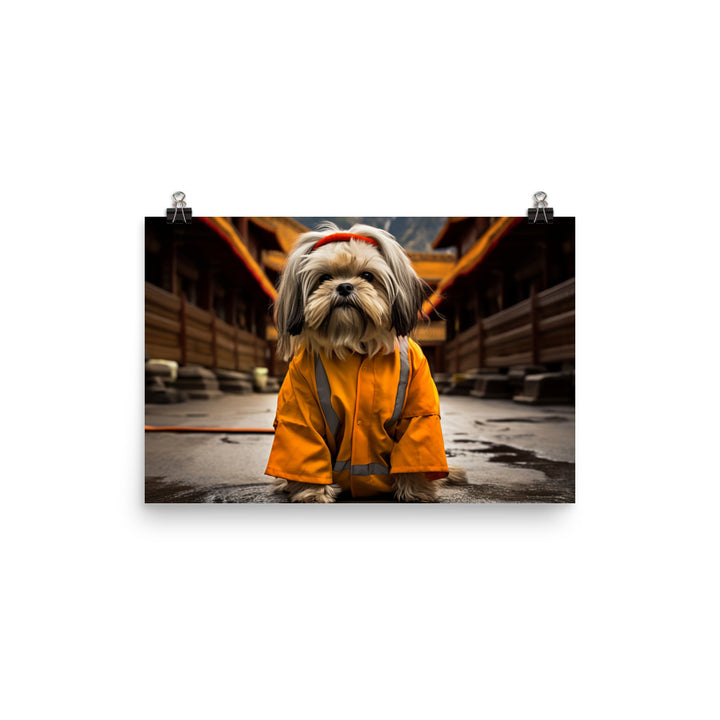 Lhasa Apso Janitor Photo paper poster - PosterfyAI.com