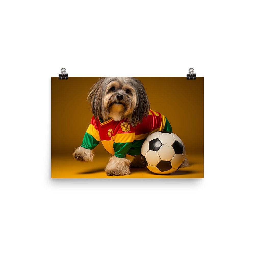 Lhasa Apso Football Player Photo paper poster - PosterfyAI.com