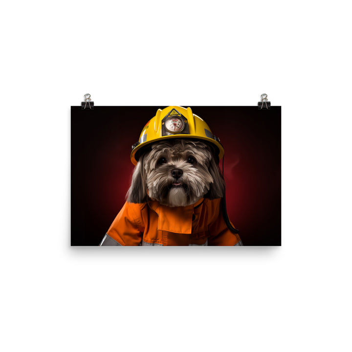 Lhasa Apso Firefighter Photo paper poster - PosterfyAI.com