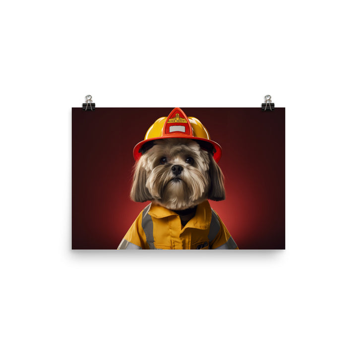 Lhasa Apso Firefighter Photo paper poster - PosterfyAI.com