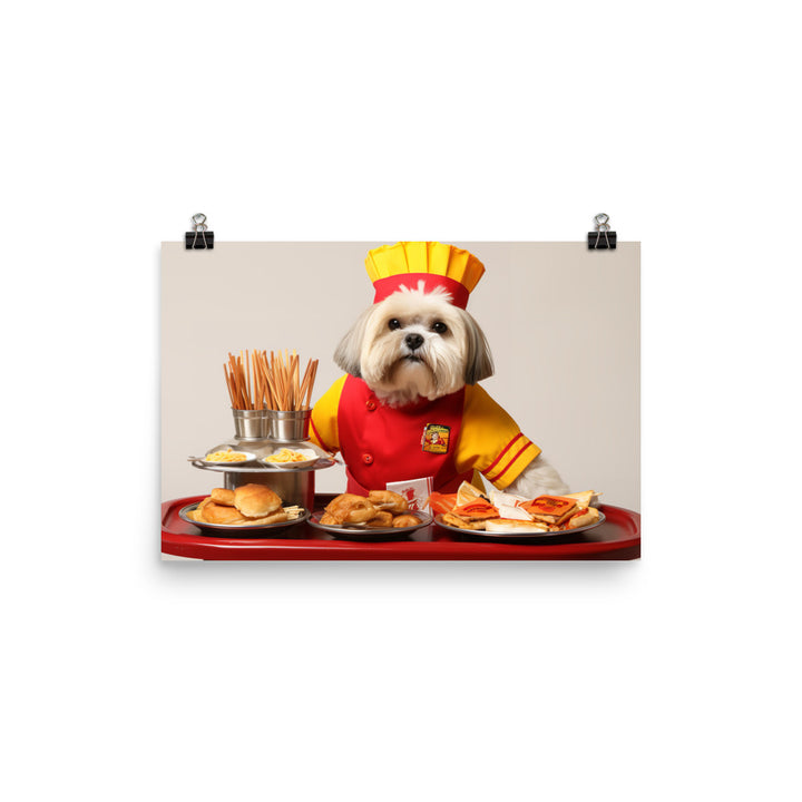 Lhasa Apso Fast Food Crew Photo paper poster - PosterfyAI.com