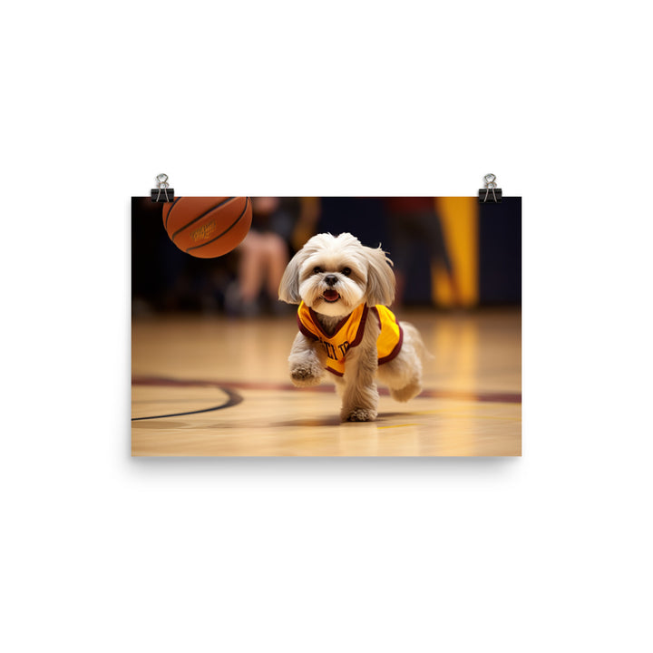 Lhasa Apso Basketball Player Photo paper poster - PosterfyAI.com