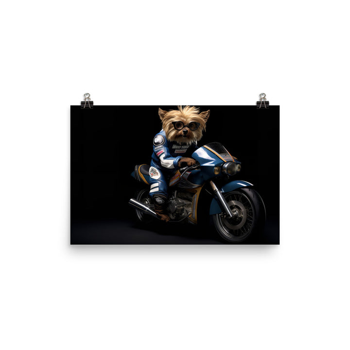 Yorkshire Terrier Superbike Athlete Photo paper poster - PosterfyAI.com