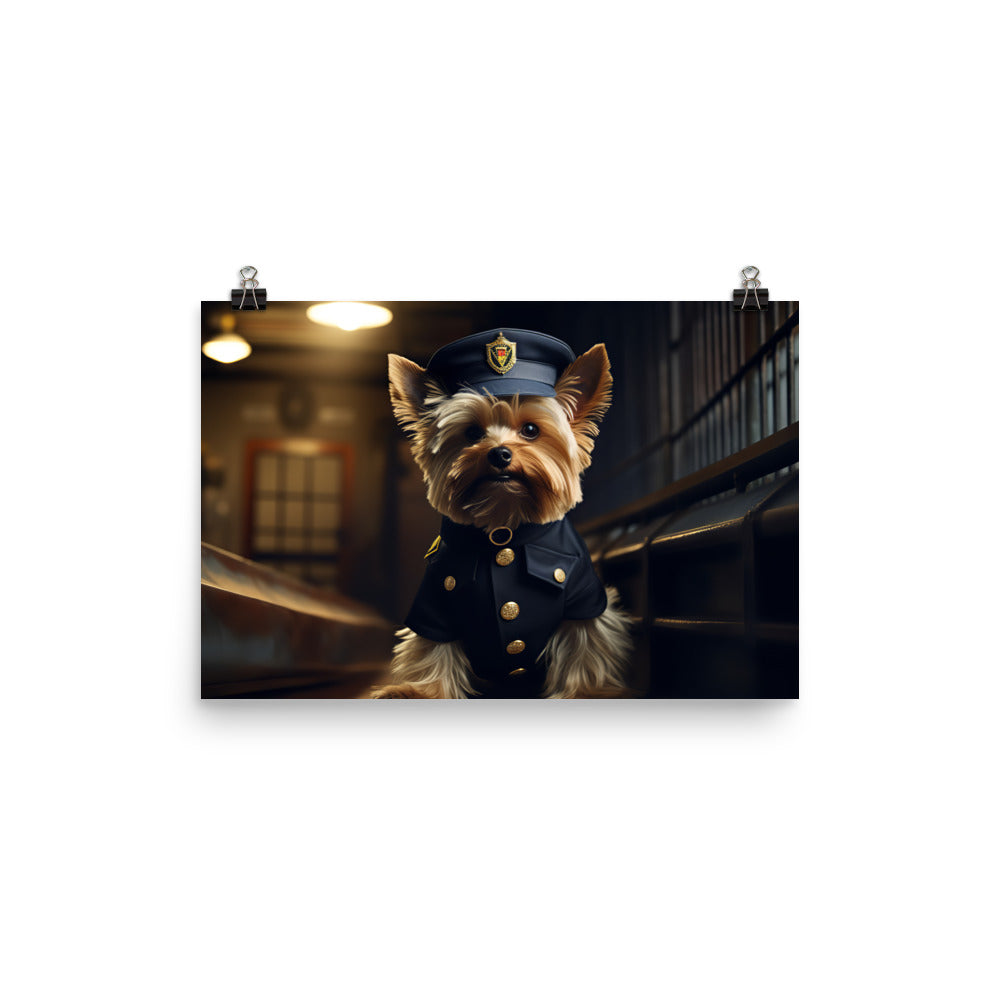 Yorkshire Terrier Security Officer Photo paper poster - PosterfyAI.com