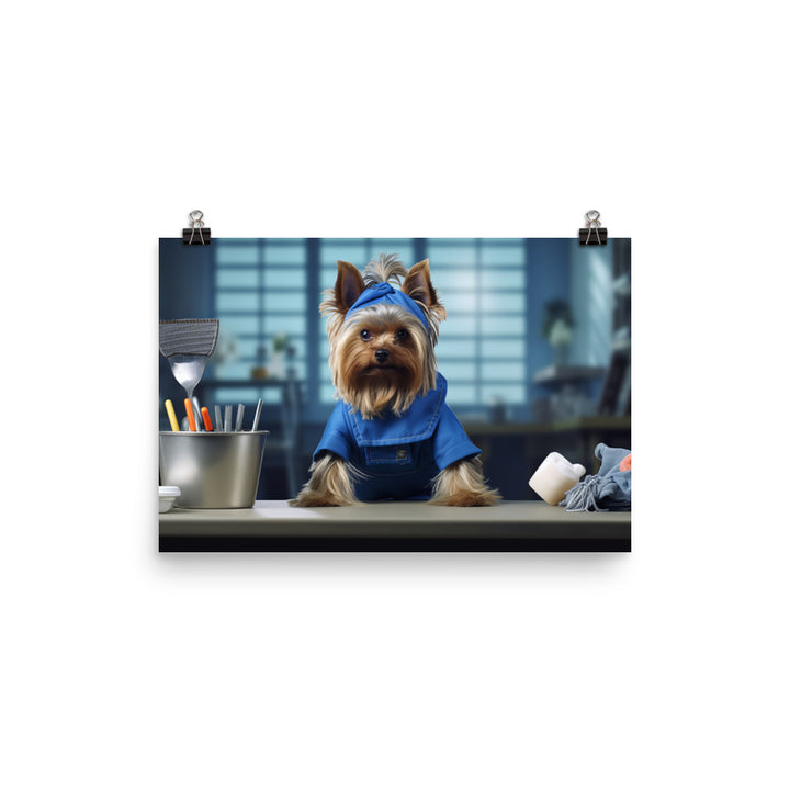 Yorkshire Terrier Janitor Photo paper poster - PosterfyAI.com