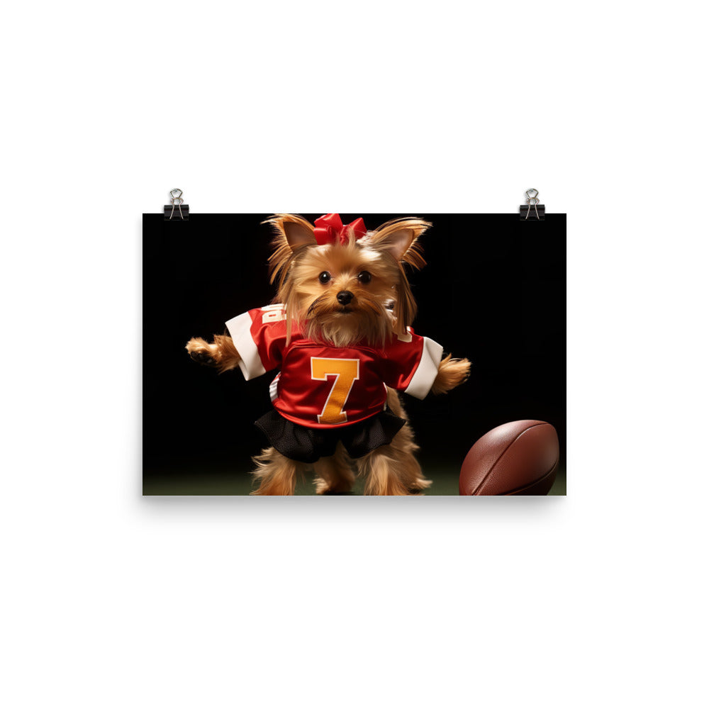 Yorkshire Terrier Football Player Photo paper poster - PosterfyAI.com