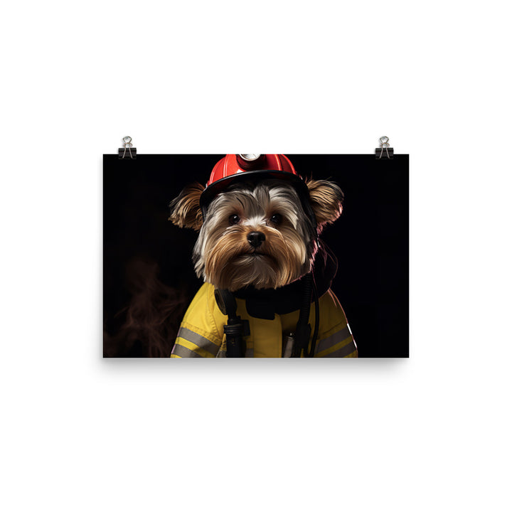 Yorkshire Terrier Firefighter Photo paper poster - PosterfyAI.com