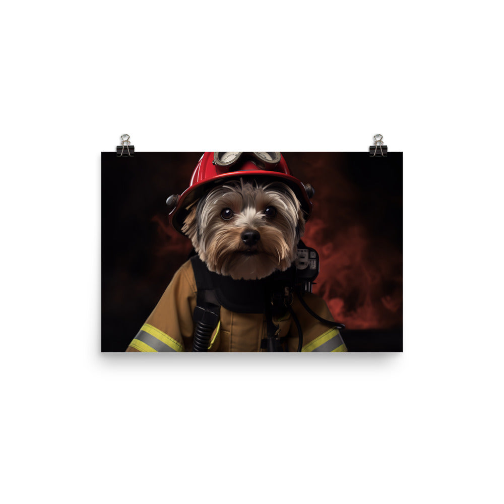 Yorkshire Terrier Firefighter Photo paper poster - PosterfyAI.com