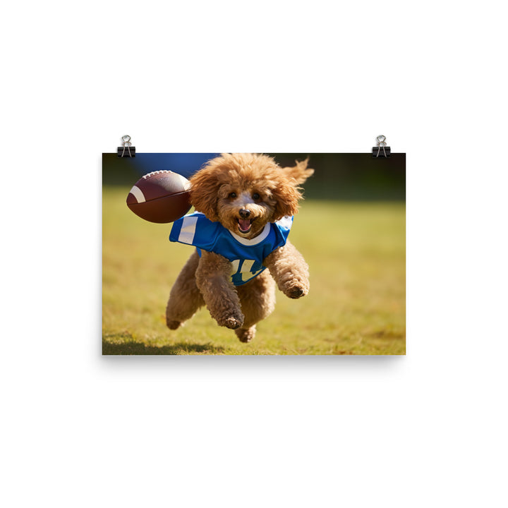 Poodle Football Player Photo paper poster - PosterfyAI.com