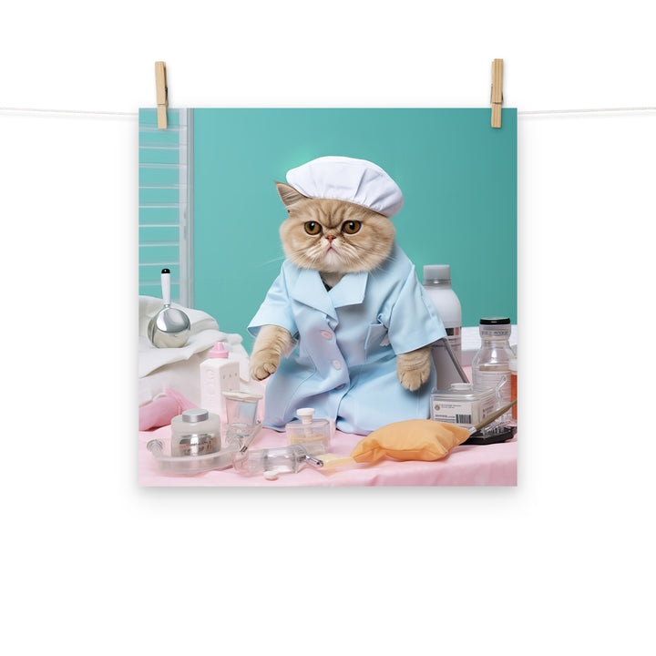 Exotic Shorthair Nurse Photo paper poster - PosterfyAI.com