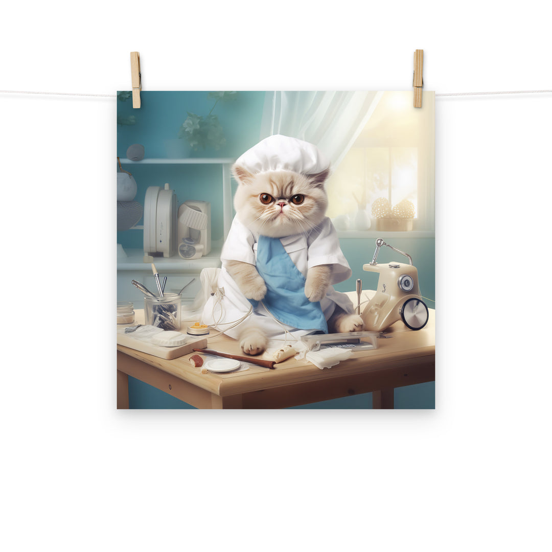 Exotic Shorthair Nurse Photo paper poster - PosterfyAI.com