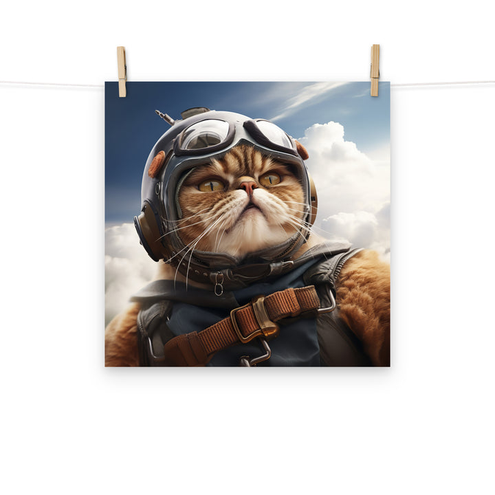 Exotic Shorthair Pilot Photo paper poster - PosterfyAI.com